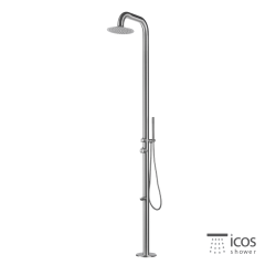 LEAMIX outdoor shower column with mixer, ICOS Inox AISI316
